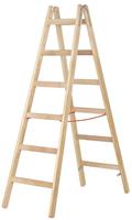 Sprossenstehleiter, Holz, Beidseitig Begehbar, 2 X 3 Sprossen, Gesamtbreite 443...