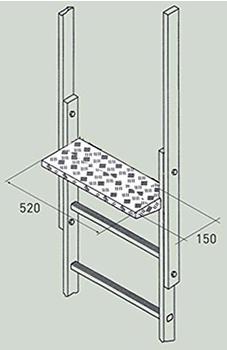 Zarges Ausstiegstritt B 520mm Aluminium eloxiert (Zubehör & Ersatzteile für ) (40945)