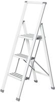 WENKO Trittleiter "Modell Alu-Design" Klapptritt Leiter, rutschsichere XXL-Stufen,