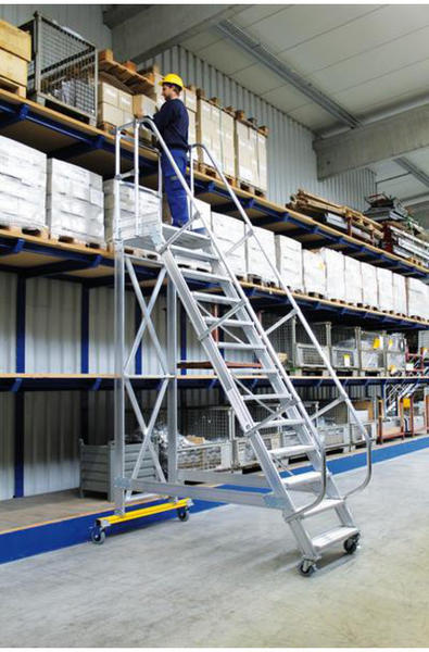 Günzburger Steigtechnik Aluminium-Plattformtreppe fahrbar 60° 4 Stufen (300704)
