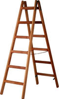 Holz-Stehleiter mit Sprossen beidseitig begehbar 2 x 7 Sprossen. HYMER 485812 49