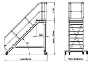Günzburger Steigtechnik Aluminium-Plattformtreppe fahrbar 45° 13 Stufen (300773)