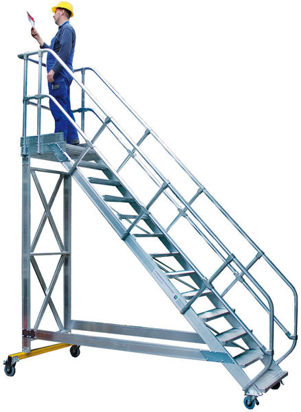 Günzburger Steigtechnik Aluminium-Plattformtreppe fahrbar 45° 6 Stufen (300806)