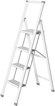 Wenko Alu-Design Klapptrittleiter 4 Stufen weiß