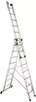 G&uuml;nzburger Steigtechnik Aluminium-Mehrzweckleiter mit nivello-Traverse, 3x8 Sprossen, Arbeitsh&ouml;he 690 cm