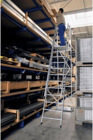 Günzburger Steigtechnik Aluminium-Podestleiter fahrbar klappbar 12 Stufen Arbeitshöhe 480 cm