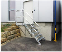 Treppe mit Plattform 45&deg; Stufenbreite 800 mm 11 Stufen Aluminium geriffelt