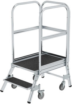 G&uuml;nzburger Steigtechnik Podesttreppe eins. begehbar mit Federrollen Korundbeschichtung R 13 2 Stufen (054102)