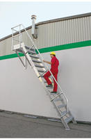Treppe mit Plattform 60&deg; Stufenbreite 600 mm 9 Stufen Aluminium geriffelt