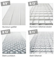 Treppe mit Plattform 45&deg; Stufenbreite 1000 mm 13 Stufen Aluminium geriffelt