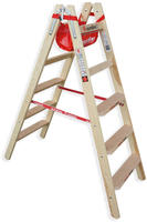 Euroline Holz Stufenstehleiter mit Comfort-Stufen mit Werkzeugablage 2x5 Stufen