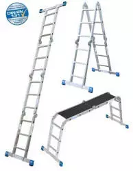 Krause Gelenk-UniversalLeiter 4x3 + Plattform (123909)
