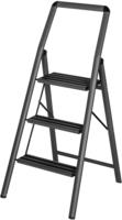 WENKO Alu-Klapptrittleiter Compact 3-stufig Dunkelgrau leichte & rutschfeste