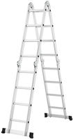 Juskys Aluminium Multifunktionsleiter 4,7 m klappbar - Tragf&auml;higkeit bis 150 kg -