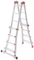 HAILO Alu-Multifunktionsleiter "M80", h&ouml;henverstellbar (4x4 Sprossen, silber/rot)