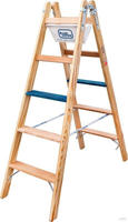 Iller Holz Stufenstehleiter ERGO Plus inkl. Werkzeugtasche und Eimerhaken 2x6 Stufen