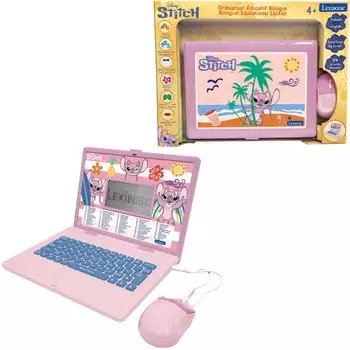 Lexibook Disney Stitch Angel zweisprachiger Bildungs-Laptop, 124 Aktivitäten (JC598D1i1)