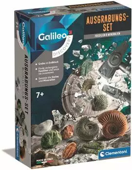 Clementoni 59381 Austrabungs-Set Fossilien & Mineralien