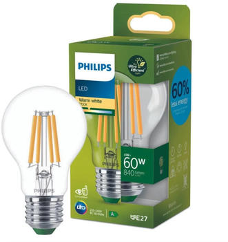 Philips LED Lampe E27 - Birne A60 4W 840lm 2700K ersetzt 60W Einerpack transparent