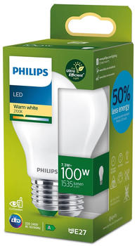 Philips LED Lampe E27 - Birne A60 7,3W 1535lm 2700K ersetzt 100W standard Einerpack weiß