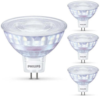 Philips LED WarmGlow Lampe ersetzt 50W, GU5,3 Reflktor MR16, warmweiß, 621 Lumen, dimmbar, 4er Pack silber