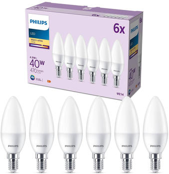 Philips LED-Kerze E14 4,9W 470m 2.700K matt 6er F