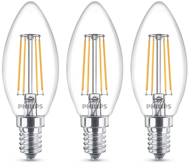 Philips LED-Kerzenlampe E14 B35 4,3W klar 3er-Pack F