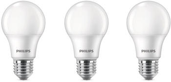 Philips LED-Lampe E27 8W 806lm 2.700K matt 3er F – Warmweißes Licht für wohnliche Räume
