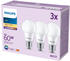 Philips LED-Lampe E27 8W 806lm 2.700K matt 3er F