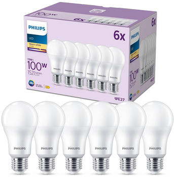 Philips LED-Lampe E27 13W 1.521lm 2.700K matt 6er E