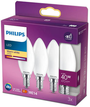 Philips LED-Kerzenlampe E14 B35 4,3W matt 3er-Pack F
