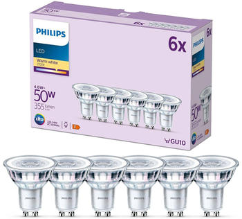 Philips LED-Lampe GU10 4,6W 355lm 827 klar 36° 6er F