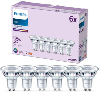 Philips LED-Lampe GU10 3,5W 275lm 840 klar 36&deg; 6er F