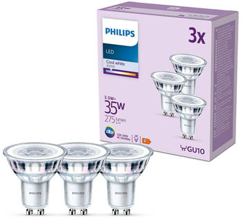 Philips LED-Lampe GU10 3,5W 275lm 840 klar 36&deg; 3er F
