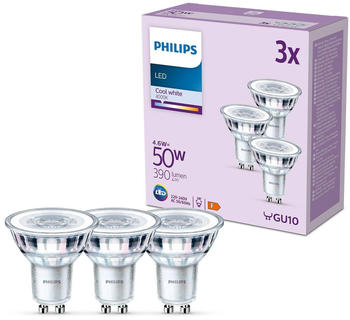 Philips LED-Lampe GU10 4,6W 390lm 840 klar 36&deg; 3er F