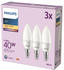 Philips LED-Kerze E14 4,9W 470 lm 2.700 K matt 3er F