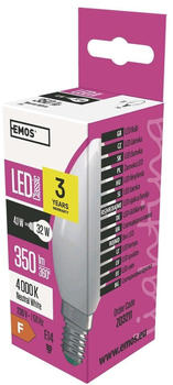 EMOS Led Lampe Candle, 4,1 w Ersatz für 32 w Glühbirne, E14 Sockel, Helligkeit 350 Lumen, Neutralweiß 4000 Kelvin, ZQ3211