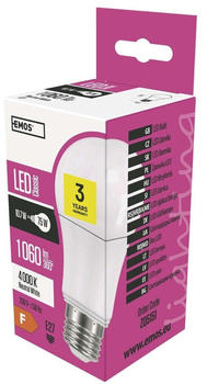 EMOS Led Lampe Classic A60, 10,7W Ersatz für 75W Glühbirne, E27 Sockel, Helligkeit 1060lm, Neutralweiß 4000 k, 30000 Stunden Lebensdauer, ZQ5151