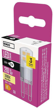 EMOS G9 LED Lampe, 1,9W Ersatz für 22W Glühbirne, Pin JC, Helligkeit 210 lm, Warmweiß 3000 Kelvin, 30000 h Lebensdauer, ZQ9526