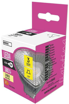 EMOS Led Lampe Spot 4,5W, MR16, GU5,3 Sockel, Ersatz f&uuml;r 28W Halogenlampe, Helligkeit 380lm, Warmwei&szlig; 3000K, ZQ8433