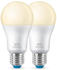 Wiz Led Energiespar Glühbirnen 2er Pack E27 WiFi steuerbar 60W warmweiß Weiß WIZ