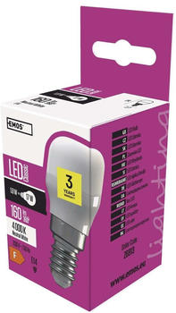 EMOS Led Kühlschranklampe 1,8 Watt (Ersatz für 17 w), Helligkeit 160 Lumen, neutralweiß, Fassung E14, Spannung 230 v, Z6913