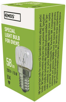 EMOS 15W Glühlampe für Backofen bis 300°C, Herd-Birne mit E14 Fassung, Helligkeit 58 lm, 230 v, Z6911