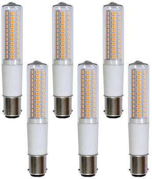 NCC-Licht 6 x LED Leuchtmittel Röhre T18 8,5W = 80W B15d klar echte 1100lm warmweiß 3000K 360°
