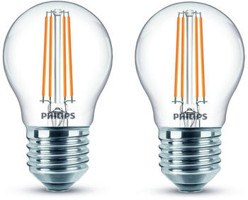 Philips LED-Lampe E27 P45 4,3W Filament 2700K 2er E