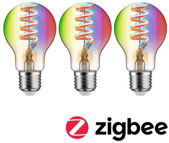Paulmann Filament 230V LED Birne Smart Home Zigbee 3x470lm 3x6,3W 2200-6500K RGBW+ dimmbar Gold