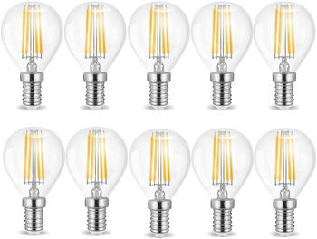 V-TAC 10x E14 Filament LED Leuchtmittel Leuchte Birne Kugel 4w 470 Lumen Eck klar Glas warmweiß (2700K)