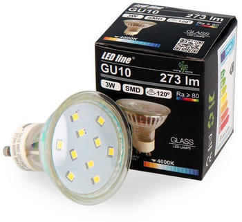 LED line 10x GU10 3W LED Leuchtmittel Neutralweiß 4000K 273 Lumen Spot Strahler Einbauleuchte Energiesparlampe Glühlampe