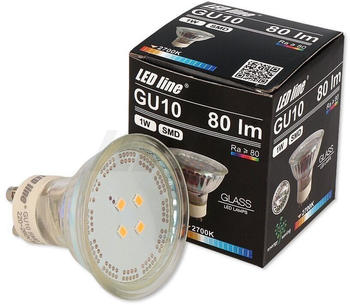 LED line 1x GU10 1W LED Leuchtmittel 120° SMD 4000K Neutralweiß 80 Lumen Spot Strahler Glass Einbauleuchte Energiesparlampe Glühlampe