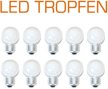 NCC-Licht 10 x LED Tropfen 0,8W E27 matt extra warmweiß 2200K Kunststoff für Außeneinsatz